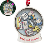 Christmas Baby Clothes Plaques Decor Wooden Baby round Board Ornament Baby First Xmas Ornament Tree Car Pendant Decorations