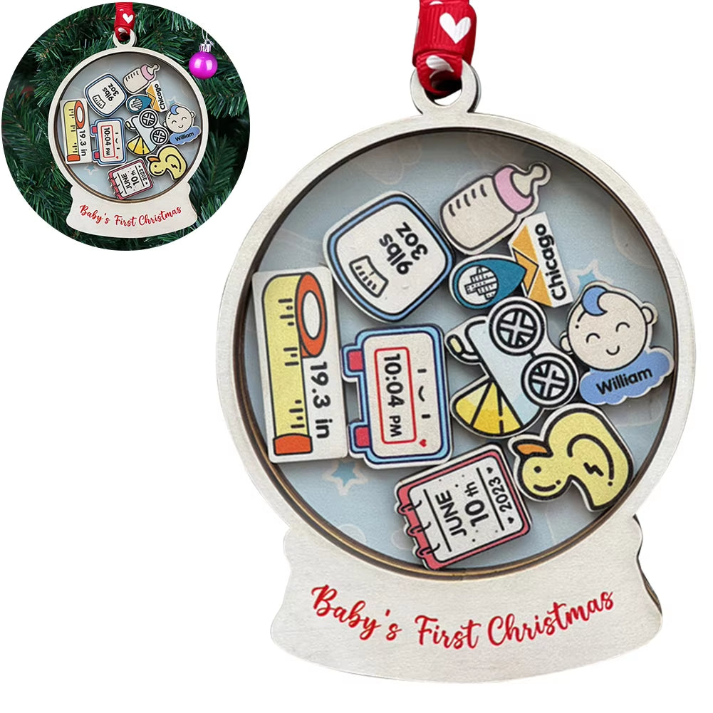 Christmas Baby Clothes Plaques Decor Wooden Baby round Board Ornament Baby First Xmas Ornament Tree Car Pendant Decorations