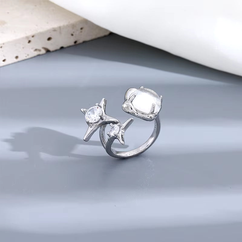 Women'S Ring Simple Star Ring Open Mouth Adjustable Awning Send Girlfriend Girlfriends Gift Jewellery Jewellery