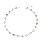 Fashion Candy Colour Heart Cubic Zircon Necklace Fashion 18K Gold Jewellery Rainbow Jewellery Party Anniversary Gift Jewellery