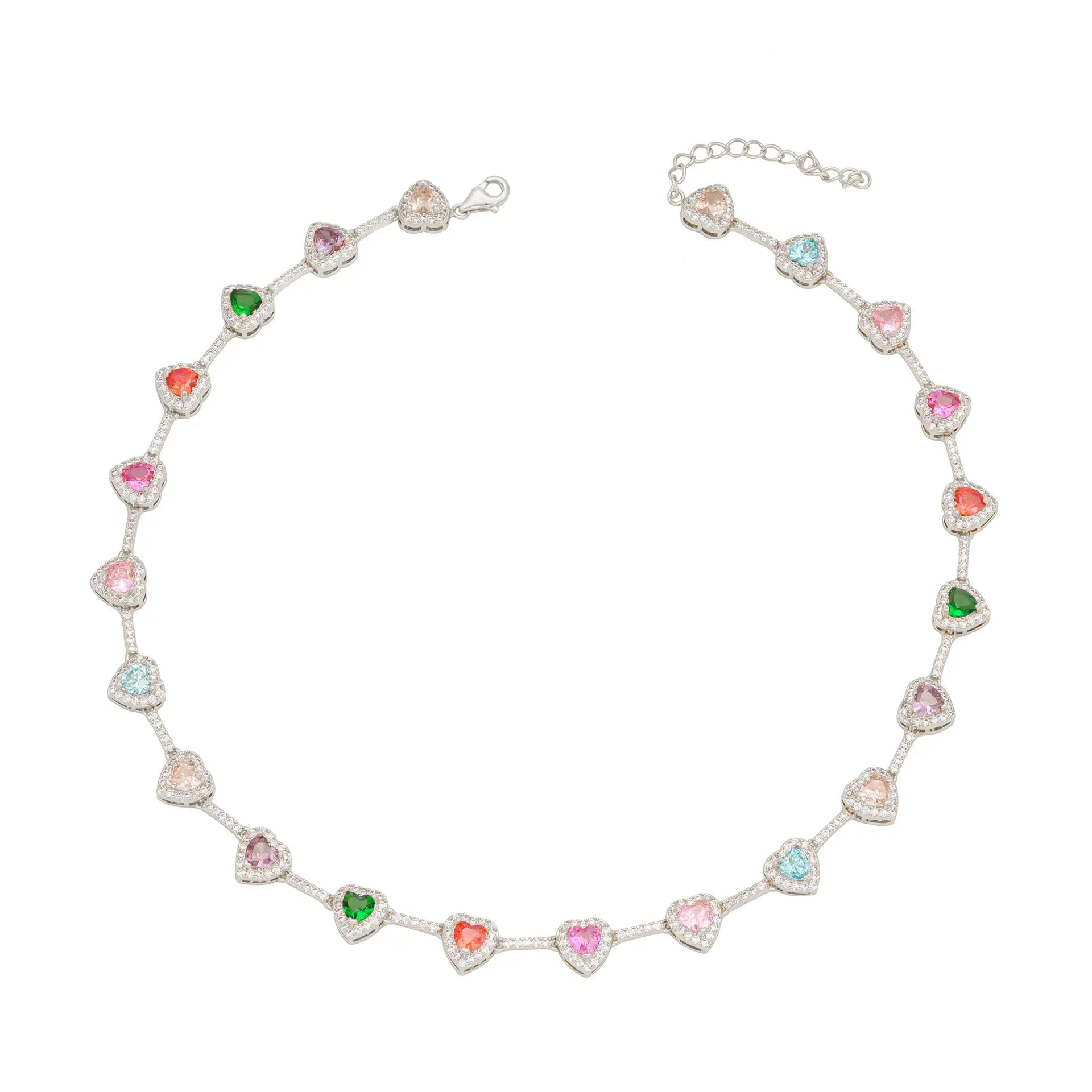 Fashion Candy Colour Heart Cubic Zircon Necklace Fashion 18K Gold Jewellery Rainbow Jewellery Party Anniversary Gift Jewellery