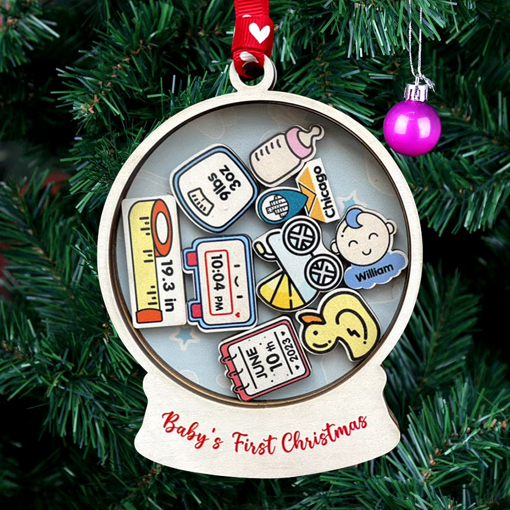 Christmas Baby Clothes Plaques Decor Wooden Baby round Board Ornament Baby First Xmas Ornament Tree Car Pendant Decorations