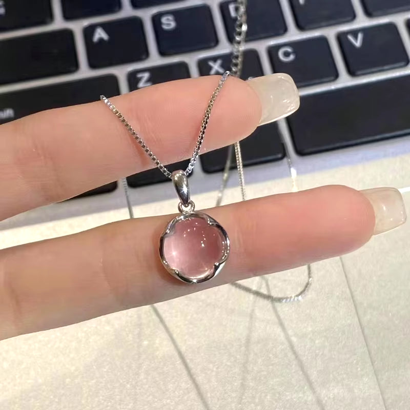 Fashion Pink Planet Heart Zircon Necklace Women Charm Aesthetic Clavicle Chain Necklace Valentines Day Gift Party Jewelry