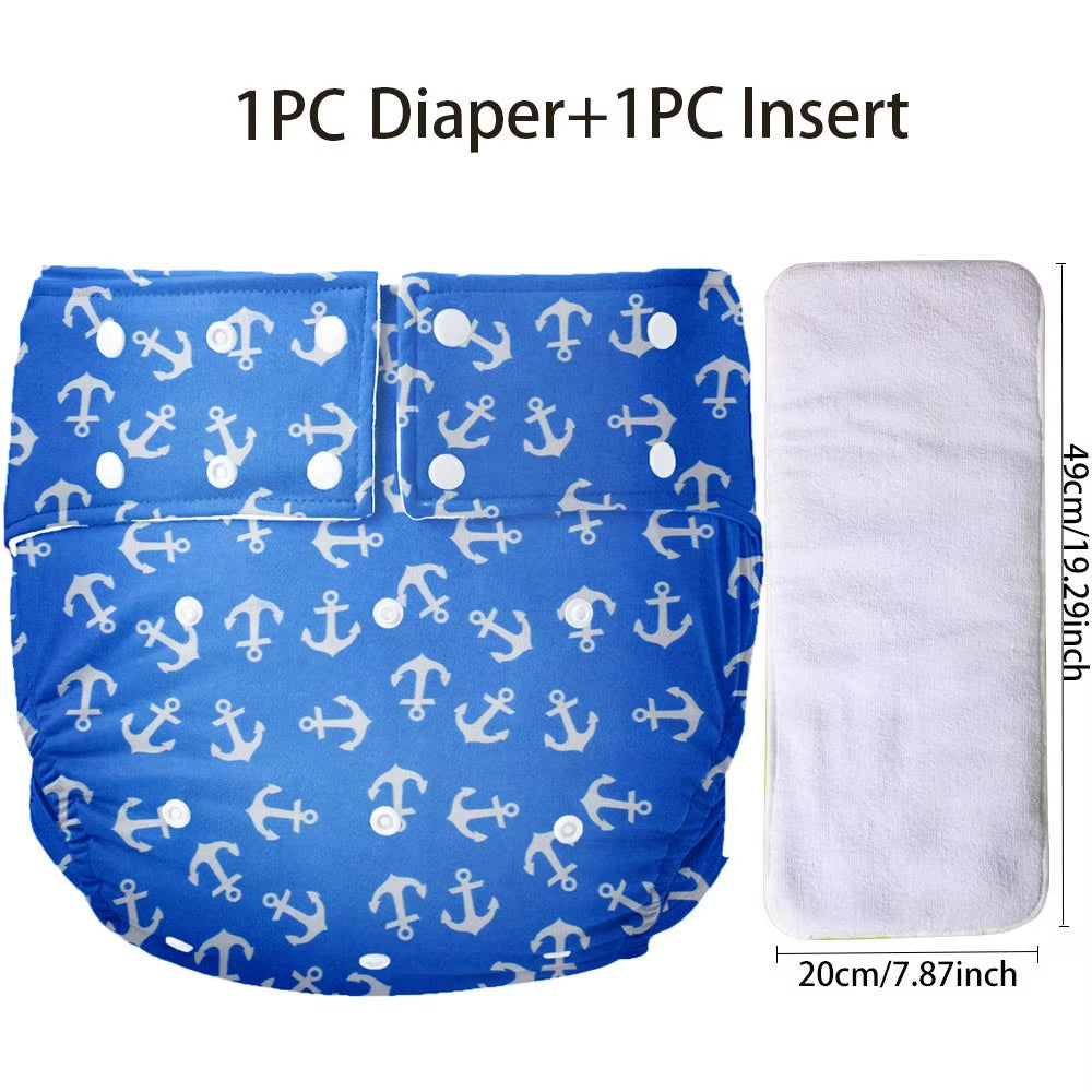 Washable Adult Cloth Diapers Reusable Adult Pocket Nappy Waterproof Diaper Pants for Adults Breathable Teenage Nappy Trousers