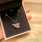 Fashion Pink Planet Heart Zircon Necklace Women Charm Aesthetic Clavicle Chain Necklace Valentines Day Gift Party Jewelry