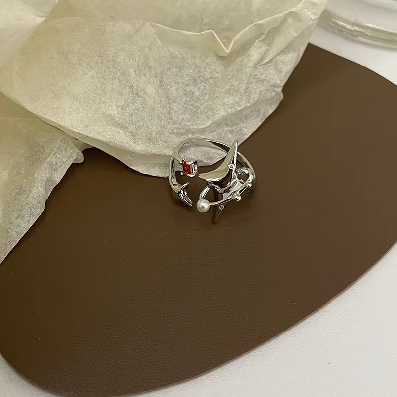 Women'S Ring Simple Star Ring Open Mouth Adjustable Awning Send Girlfriend Girlfriends Gift Jewellery Jewellery