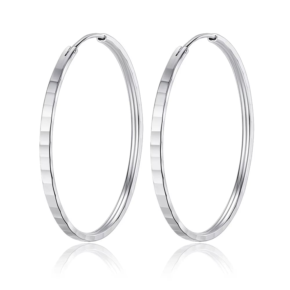 925 Sterling Silver Square Cutting Earrings for Women 3/4/5/6 CM Big Earrings Jewelry Ladies Aesthetic Accessories