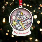 Christmas Baby Clothes Plaques Decor Wooden Baby round Board Ornament Baby First Xmas Ornament Tree Car Pendant Decorations