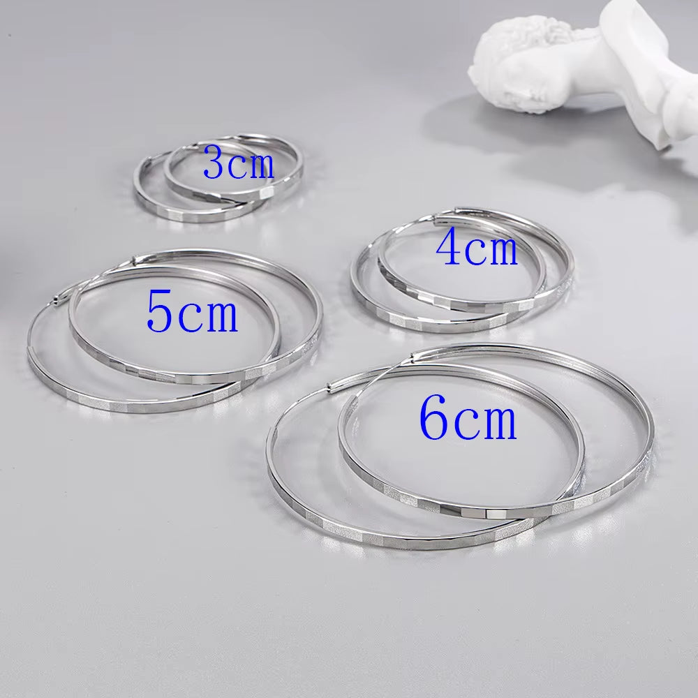 925 Sterling Silver Square Cutting Earrings for Women 3/4/5/6 CM Big Earrings Jewelry Ladies Aesthetic Accessories